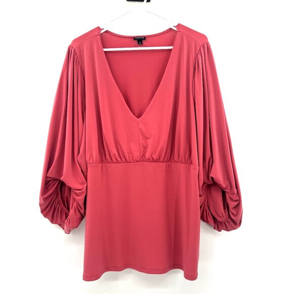 torrid Tops - Torrid Pink Bubble Sleeve V-Neck Blouse Women's 4X